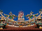 Taoist Roof Ornaments on Szutsao Temple  Tainan  Taiwan