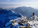 Walking Narrow Ridge Between Carrauntoohill and Beenkeragh in the Magillicuddy Reeks  Ireland