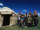 Krygz Family Portrait Outside Summer Yurt  Outside of Kochkor  Kyrgyzstan