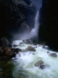 Water from Yosemite Falls Thunders into the Merced River Below  Yosemite Nat Park  California  USA