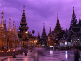 Terrace of Shwedagon Pagoda at Dusk  Yangon  Myanmar (Burma)