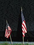 American Flags at Vietnam War Memorial  Washington DC  USA