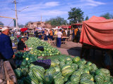 Vendors Manning Melon Stalls at Market in Kashgar  Kashgar  Xinjiang  China
