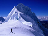 Climber on Summit Ridge of Nevadao Quitaraju  Cordillera Blanca  Ancash  Peru