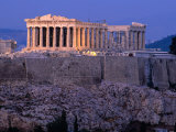 Parthenon and Acropolis from Filopappou Hill  Athens  Greece
