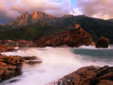 The Harbour and Genoese Tower with Capo d'Orto Beyond  Porto  Corsica  France