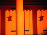Lantern Shadows on an Orange Wall of the Heian Shrine  Kyoto  Kinki  Japan 