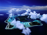 Aerial View of Islands and Surrounding Reefs  French Polynesia