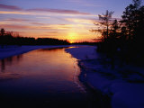 Partly Frozen River at Dusk  Kuusamo  Finland