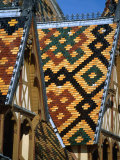 Multi-Coloured Tile Roof of Charity Hospital Hotel Dieu  Beaune  France