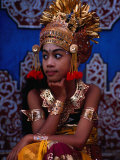 A Situ Dancer Relaxes on Temple Steps in Singapadu  Sampalan  Indonesia