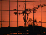 Reflection of Crane on Window  Calgary  Canada