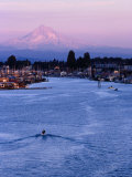 Mt Hood and Columbia River from Jantzen Beach  Portland  USA