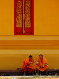 Two Monks Talking  Vientiane  Laos