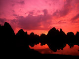 Sunset on Limestone Mountains in Guilin  China