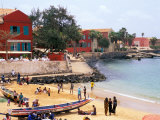 Boats and Beachgoers on the Beaches of Dakar  Senegal