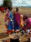 Maasai Women Cooking for Wedding Feast  Amboseli  Kenya