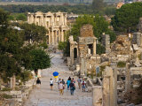 Overlook of Library with Tourists  Ephesus  Turkey