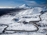 Bruce Road up Mt Ruapehu  and Mt Ngauruhoe  Tongariro National Park  North Island  New Zealand