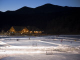 Ice Skating and Hockey on Evergreen Lake  Colorado  USA