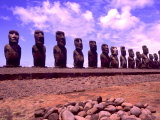 Moai Statues  Tapati Festival  Ahu Tongariki Platform  Rapa Nui  Easter Island  Chile