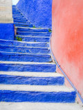Blue Stairs Leading to Restaurant  Guanajuato  Mexico