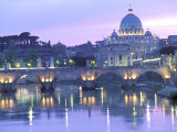 St Peter's and Ponte Sant Angelo  The Vatican  Rome  Italy
