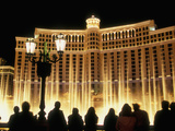 Spectators Watch the Water Fountain Show at the Bellagio Hotel and Casino in Las Vegas  Nevada  USA