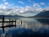 Morning on Lake Atitlan with Toliman Volcano  Panajachel  Solola  Western Highlands  Guatemala