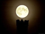 The Moon Rests on the Turret Battlements of the Castle Ruin Muehlburg