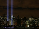 The Towers of Light Shine Over the Manhatten Skyline