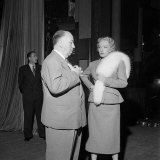 Film Director Alfred Hitchcock and Marlene Dietrich on the Set of Stage Fright