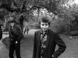 Bob Dylan in the Savoy Gardens on the Thames Embankment  April 1965
