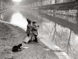 Children Fishing in River