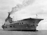 Ships Royal Navy Aircraft Carrier HMS Eagle at Anchor in Plymouth Sound  November 1951