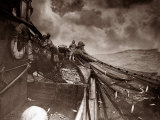 The Crew of a Yarmouth Herring Boat Pull in Their Catch on a Storm Tossed North Sea  1935