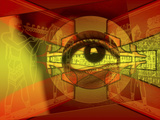 A Human Eye Superimposed on Hieroglyphics