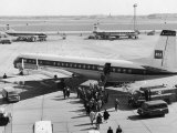 Passengers Boarding a Bea Vanguard Aeroplane Straight from the Runway