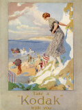 Woman Cautiously Descends a Cliff Path to the Beach Clutching Her Precious Kodak