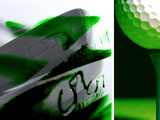 Close-up of Golf Club Irons and Golf Ball on Tee