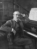 Giacomo Puccini Leans on the Pianoa Cigarette Dangling from the Side of His Mouth
