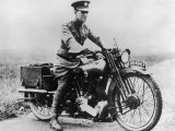 T E Lawrence (Lawrence of Arabia) Sitting on His Motorbike