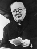 Winston Churchill British Prime Minister in Later Life Reading a Letter