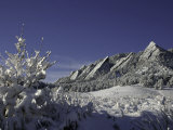 Winterscene of the Flatirons in Boulder  Colorado
