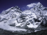 Mount Everest and Ama Dablam Seperated by a Glacier  Nepal