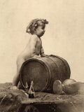 Portrait of a Nude Child in Front of a Wine Cask