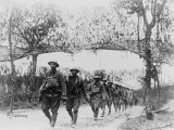 US Army Infantry Troops Marching Northwest of Verdun  France  in World War I  1918