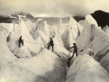 Three Alpinists on the Serac of the Low Part of Bossons Glacier