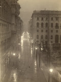 View of Via S Antonio (Now Via Dante) in Trieste  with the Streetlamps Lit  on a Foggy Day