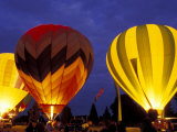 Hot Air Balloons During Night Glow  Kent  Washington  USA